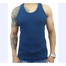 Regata Masculina Modelo Americano Ribana Canelada Algodão e Elastano AZUL