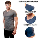 Camiseta Masculina Básica Algodão Egípcio Slim Fit Gola Redonda Lisa