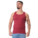 Regata Masculina Modelo Americano Ribana Canelada Algodão e Elastano MARSALA