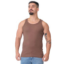 Regata Masculina Modelo Americano Ribana Canelada Algodão e Elastano MARRON