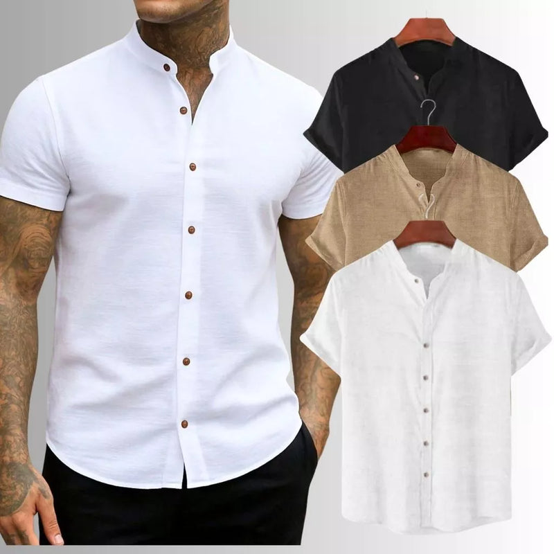 Camisa Masculina Gola Padre Social Manga Curta Premium